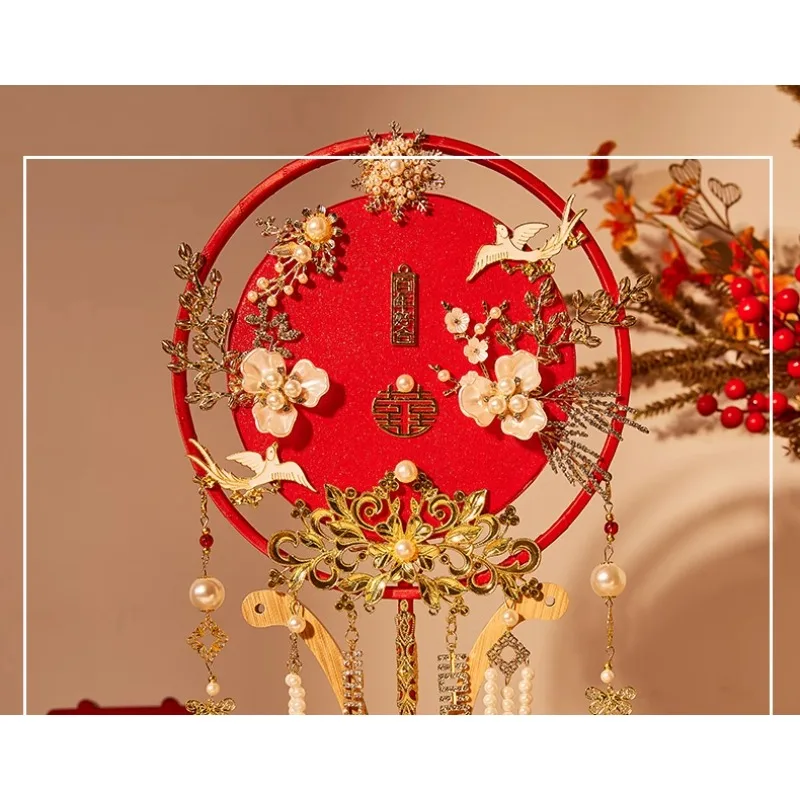 

Wedding fan handmade diy material package bride Xiuhe Chinese wedding group fan high-end double-sided finished gift-giving fan