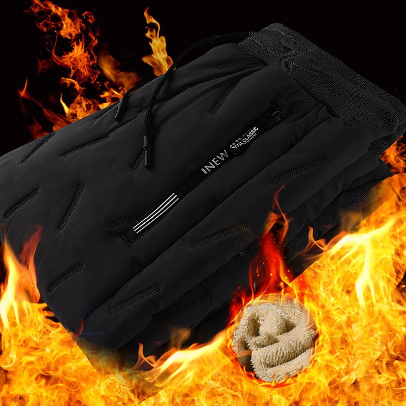 Homens inverno quente velo grosso calças de carga ao ar livre macacão calças lã cordeiro sweatpants à prova dwaterproof água calças de algodão tamanho grande 6xl