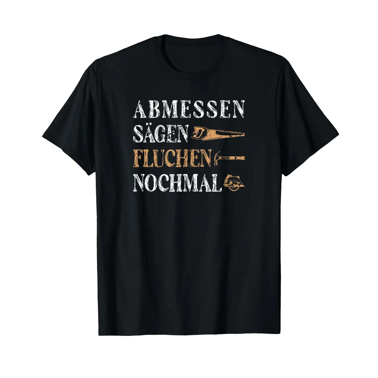 Measuring sawing swearing carpenter motif for men roofer T shirt vintage Washed fashion Top For Everyday Wear streetwear