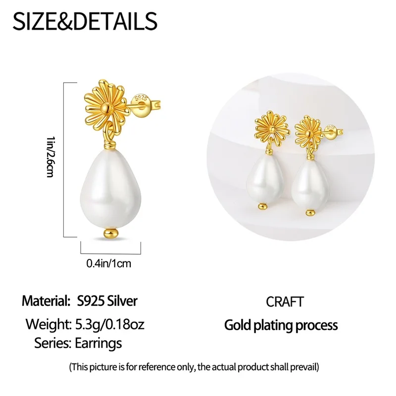 Women's Simple 925 Silver Imitation Pearl Earrings, Fashionable, Elegant And Luxurious, Jewelry Gift Girls Daily Wear Earrings