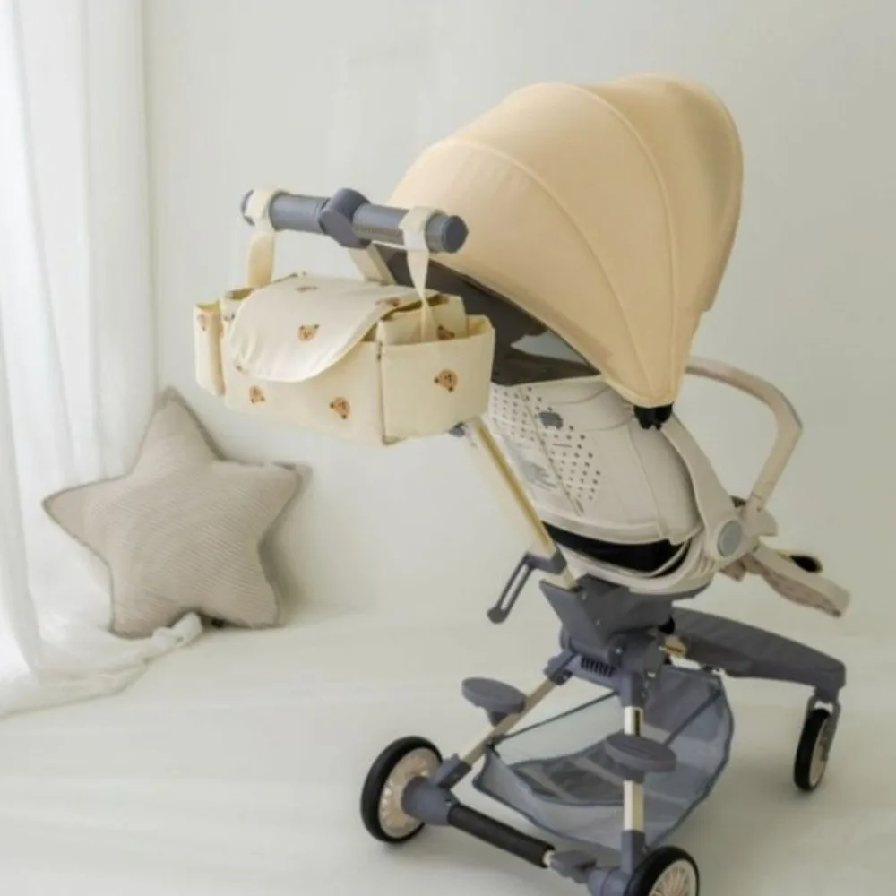 

Cartoon Stroller Organizer Bag Cloth Bear Stroller Hanging Bag Mommy Bag Large Capacity Pram Storage Bag
