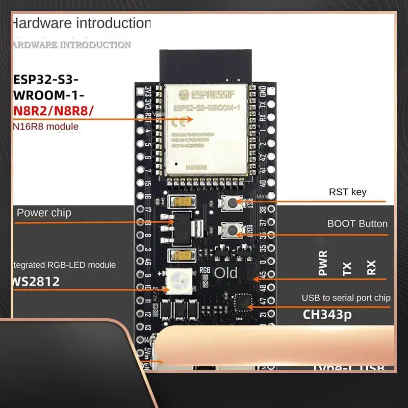 

1 шт. ESP32 ESP32-S3 Wi-Fi + Bluetooth Iot Dual Type-C макетная плата ESP32-C6-Devkitc-1 макетная плата пластик-N34R