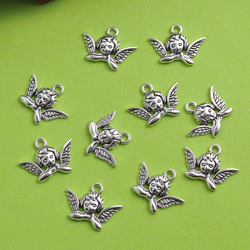 20 Vintage-Style Angel Pendants with a Single Hole, Featuring a Half-Body Angel Design, with a Built-In Hanging Loop on the Top, Suitable for DIY Bracelets, Earrings, Necklaces, and as a Symbol of Protection, Unique Handmade Beaded Accessories view 5