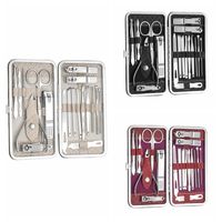 19Pcs Portable Stainless Steel Nail Clippers Set Home Foot Trimming Nail Sanding Tool Leather Sleeve Beauty Manicure Kits Gift