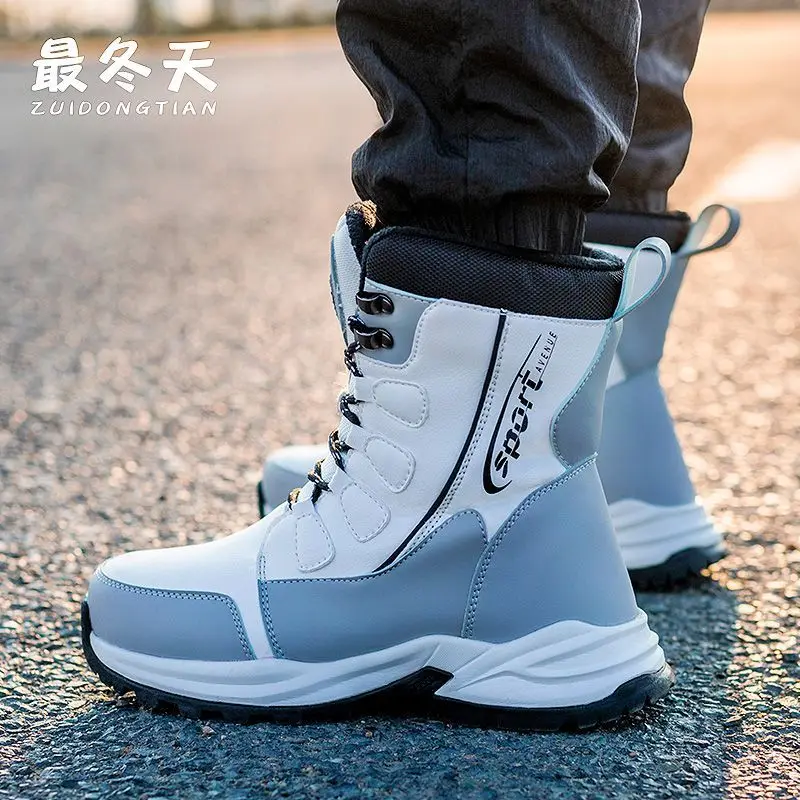 Men Snow Boots Platform Winter Boots Thick Plush Waterproof Non-slip Boots men Winter Shoes Warm Fur Botas mujer MMX791