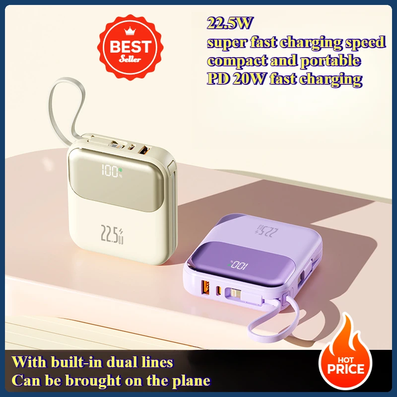 22.5W 20000mAh Large Capacity Super Fast Charging Mini Portable Power Bank Portable Dual Wire