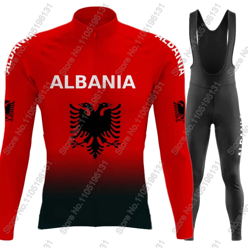 

Национальная сборная Албании 2026, комплект велосипедного трикотажа с длинным рукавом, красная летняя зимняя одежда для велоспорта, дорожная гоночная велосипедная куртка, костюм MTB Ropa
