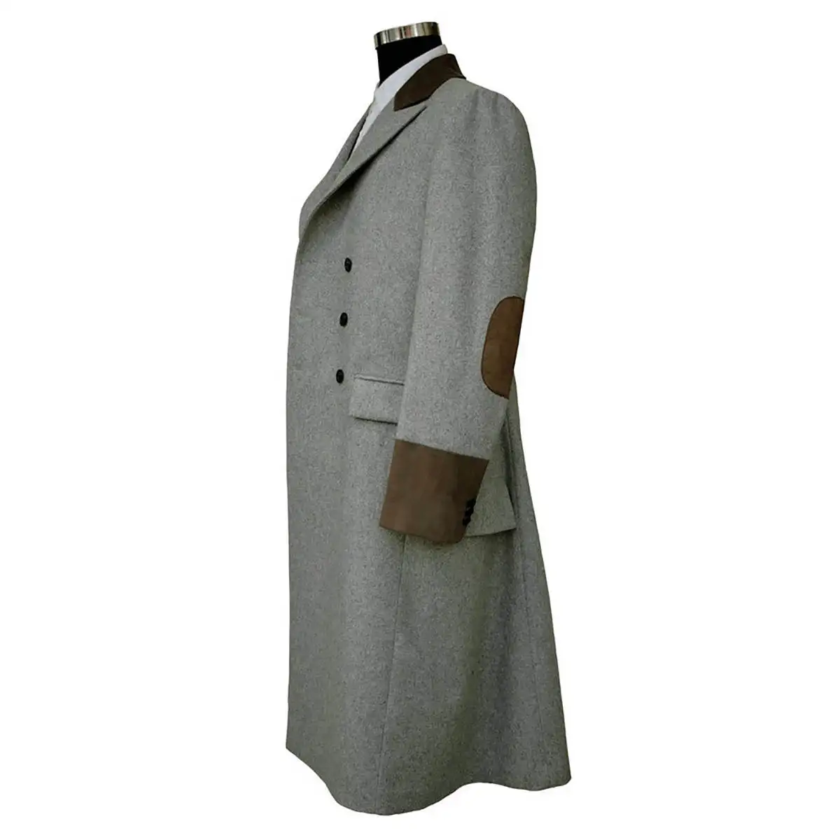 Handsome Men Coat One Piece Peaked Lapel Double Breasted Long Overcoat Winter Thick Business Occasion Customized Blazer