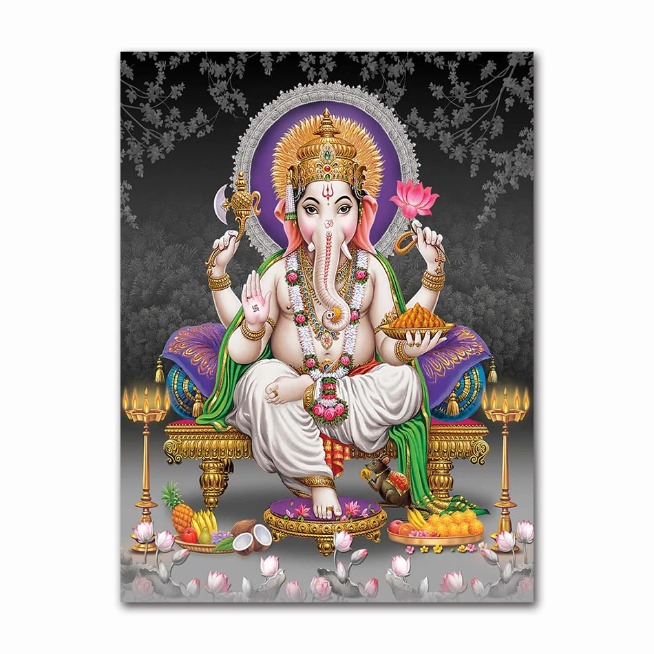 Ganesha Temple Poster Shiva Parvati Painting Canvas Prints Elephant God Religion Picture  2026 new