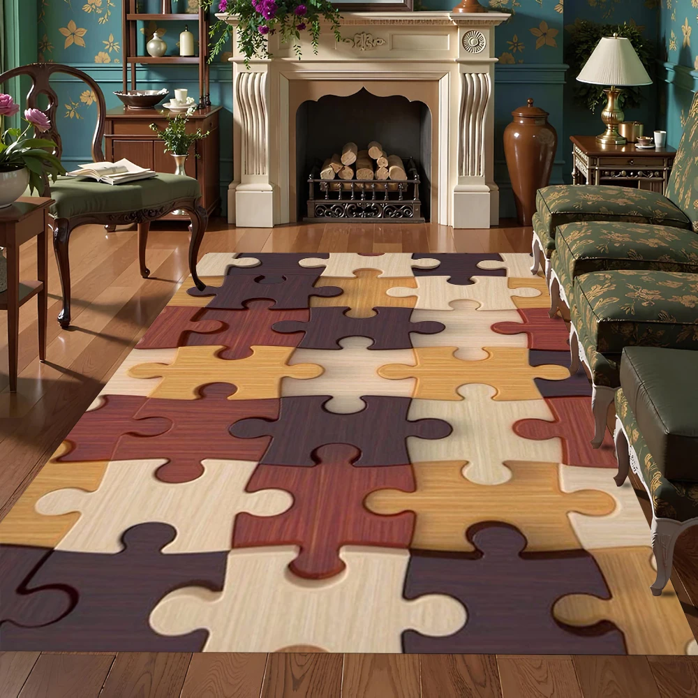 Tappeto Puzzle 3D Chic, Morbido e Antiscivolo per Soggiorno, Camera da Letto, Divano, Decorazione Casa, Facile da Pulire, Tappetino da Gioco per Bambini