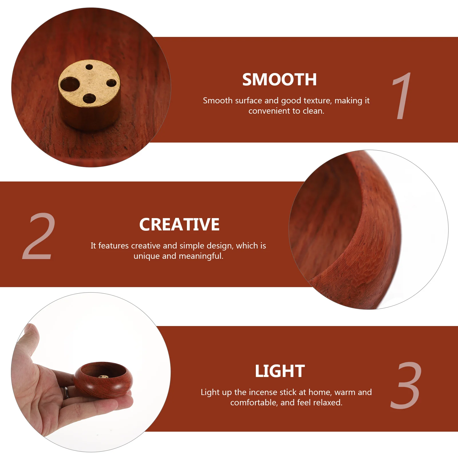 1Pcs Rosewood Incense Holder Bowl Natural Material Desktop Decoration Simple Household Censer Chic Incense Base