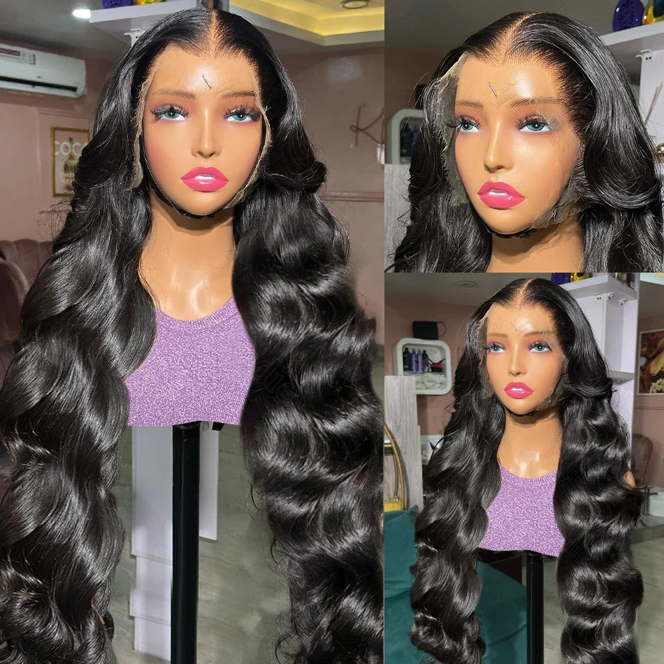 180 Density 30 40 Inch 13x6 HD Transparent Lace Frontal Wigs Body Wave 100% Human Hair 13x4 Lace Front Wig For Black Women