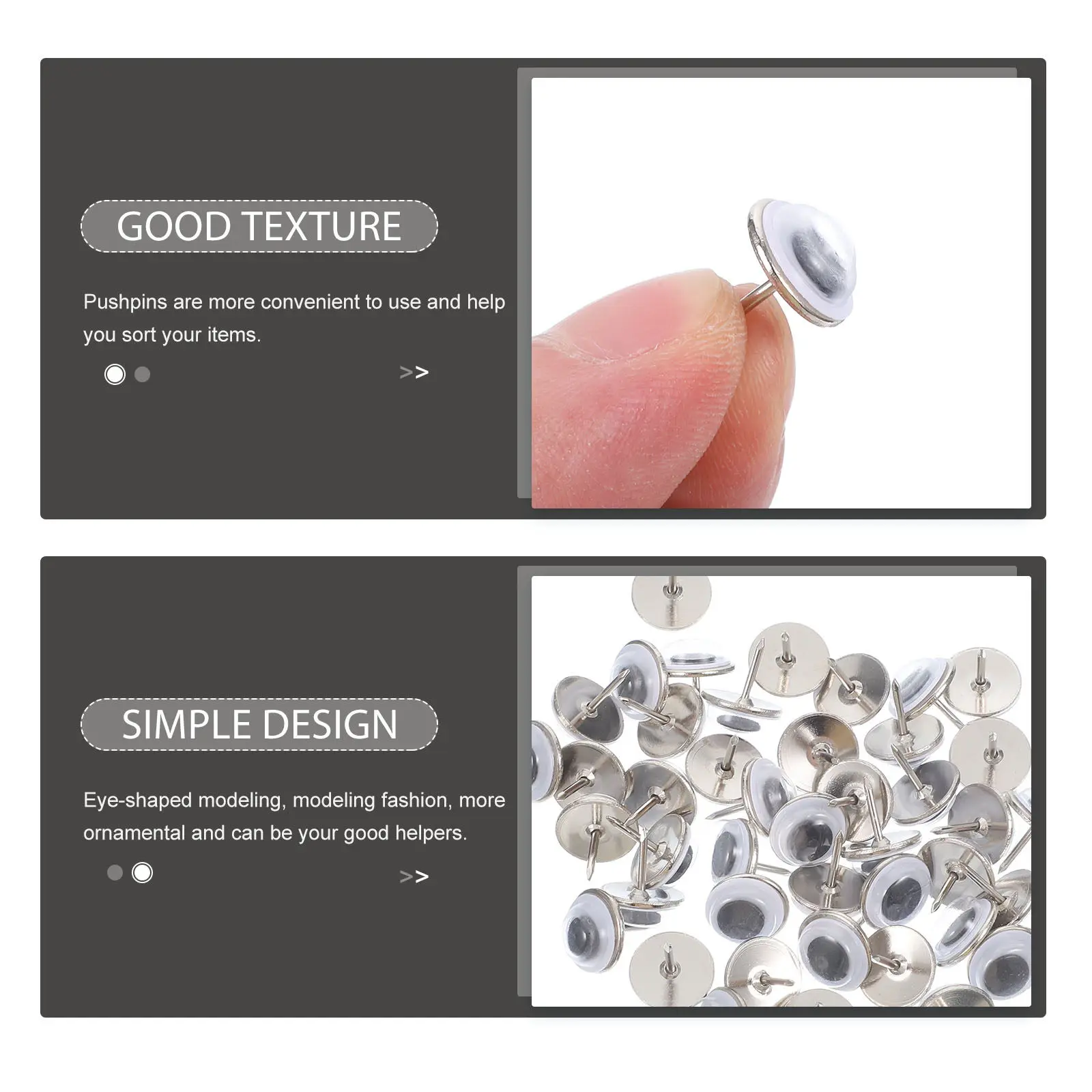 

50Pcs Multi-Function Eye Shaped Pushpins Compact Design Convenient Thumb Tacks for Home School Office Cork Board Use