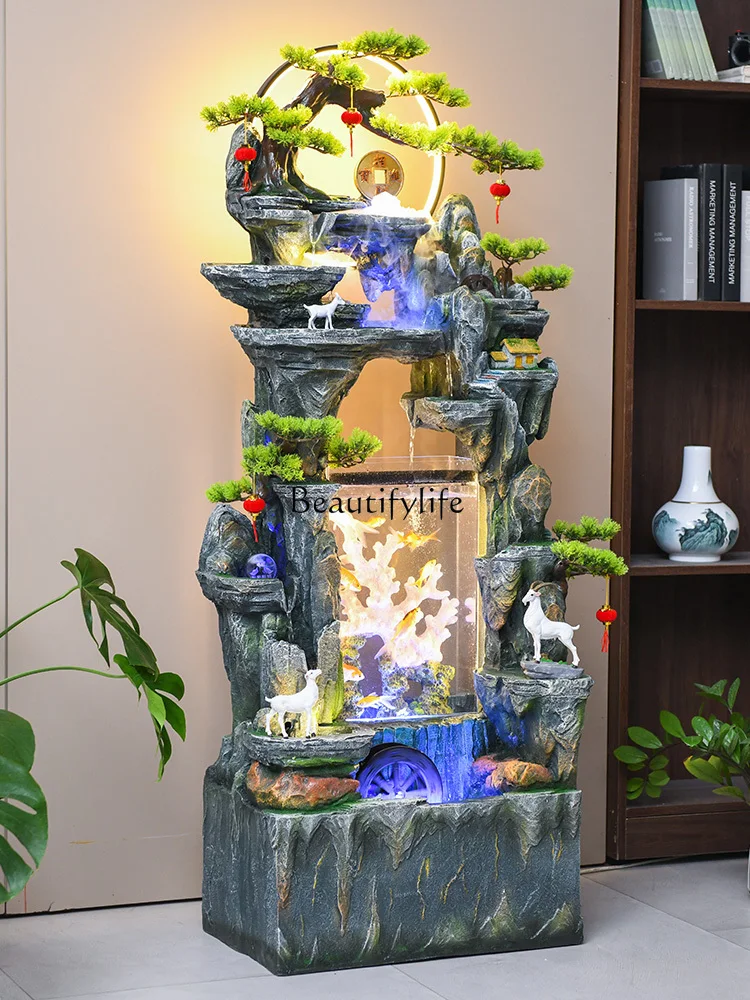 Rockery Flowing Water Ornaments Circulating Water Humidifier High Landscape Living Room Decorations