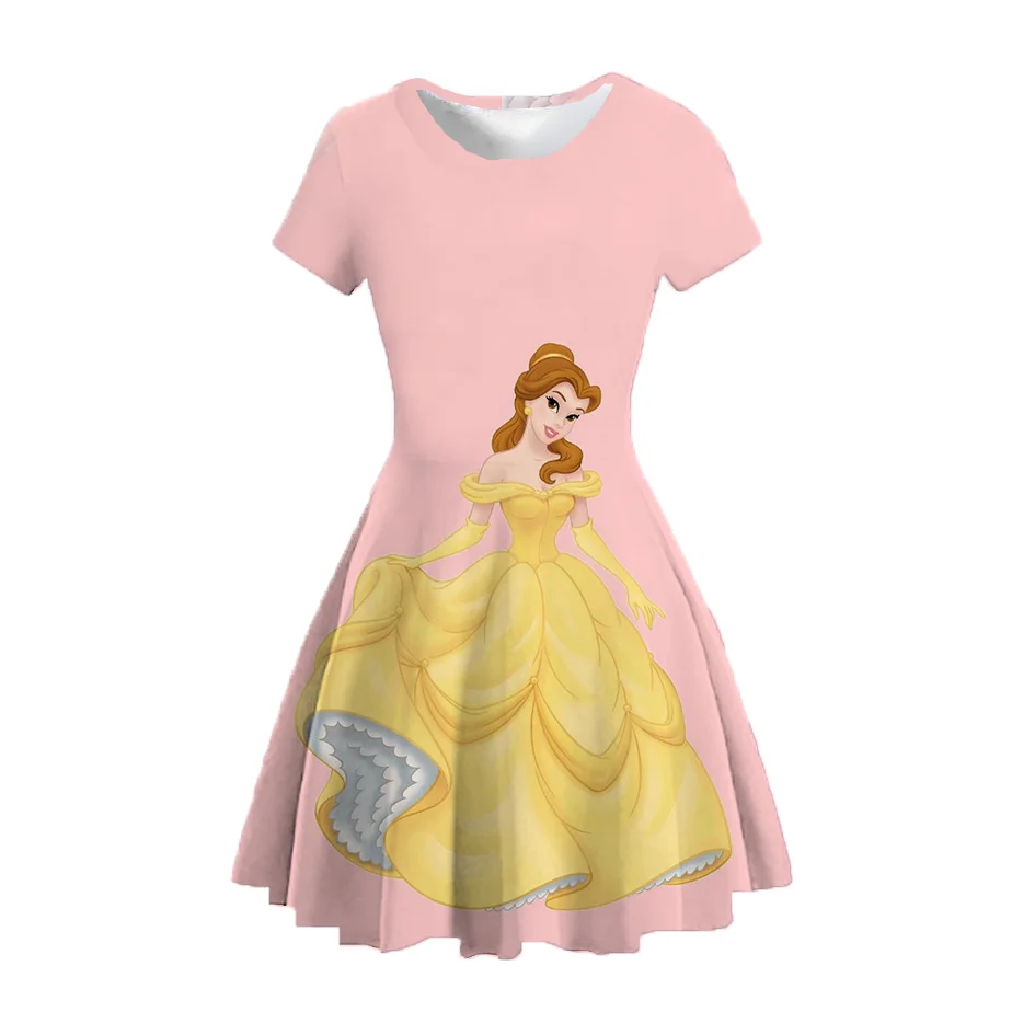 2022 New Cinderella Dresses Girls Party Cosplay Girls Costumes Rapunzel Belle Princess Printed Birthday Dresses Kids Costumes