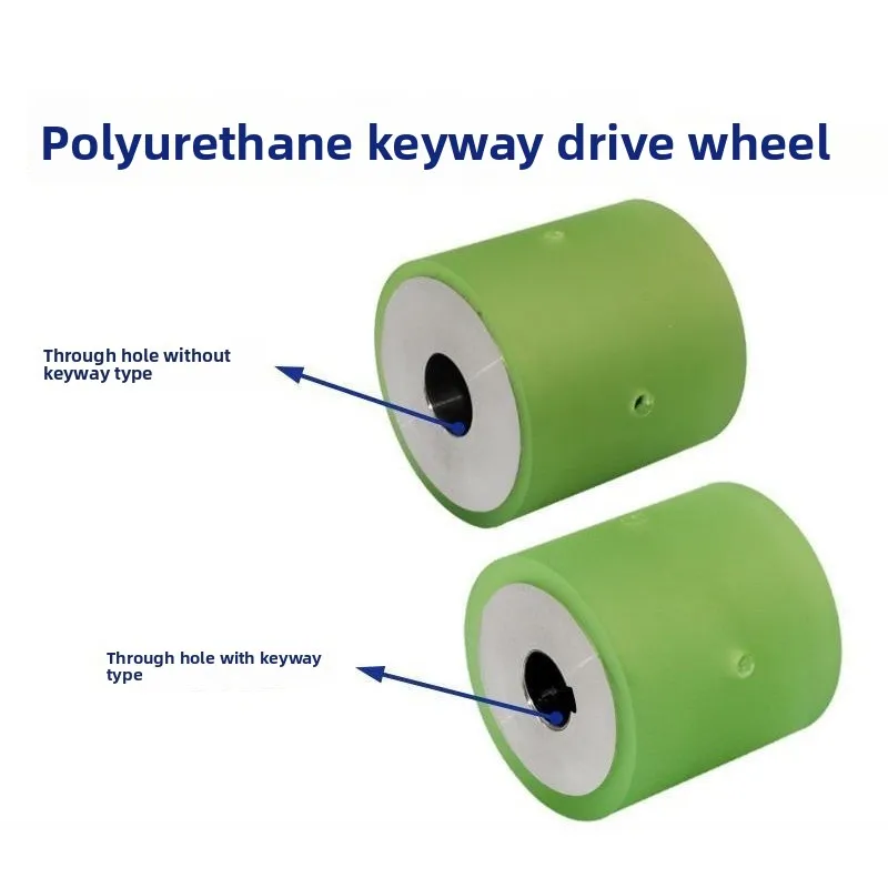 Roller Roller Through Hole Pulley Active Polyurethane Rubber Wheel Stainless Steel Keyway Power Drive