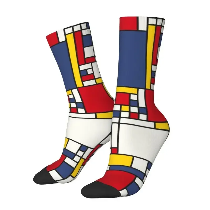 

Fun Men's Piet Mondrian Minimalist De Stijl Dress Socks Unisex Comfortable Warm 3D Printing Modern Abstract Art Crew Socks