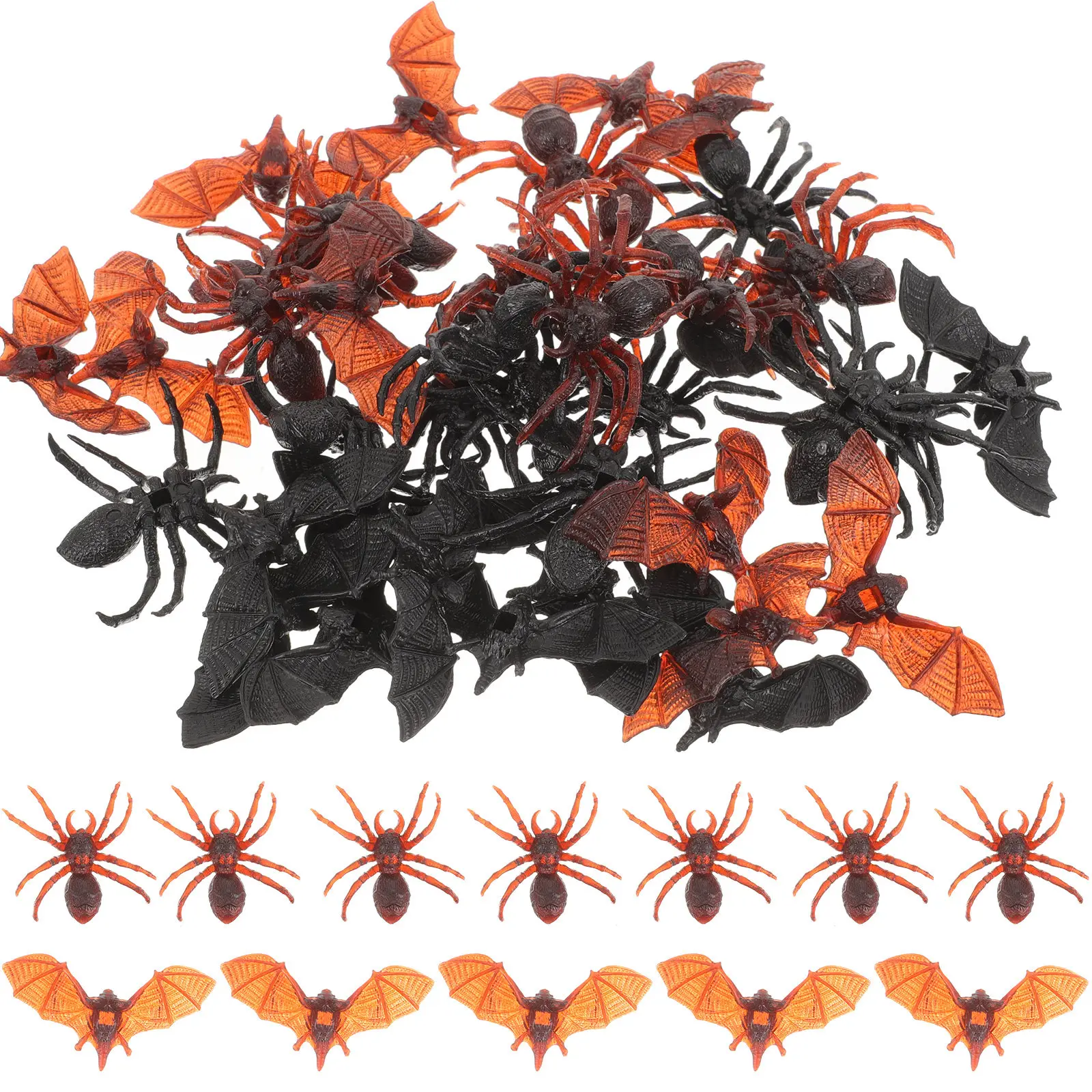 

40pcs Simulation Bat Figurines Plastic Spider Scary Decor Halloween Party Supplies Black Spiders Creepy PropsHaunted House
