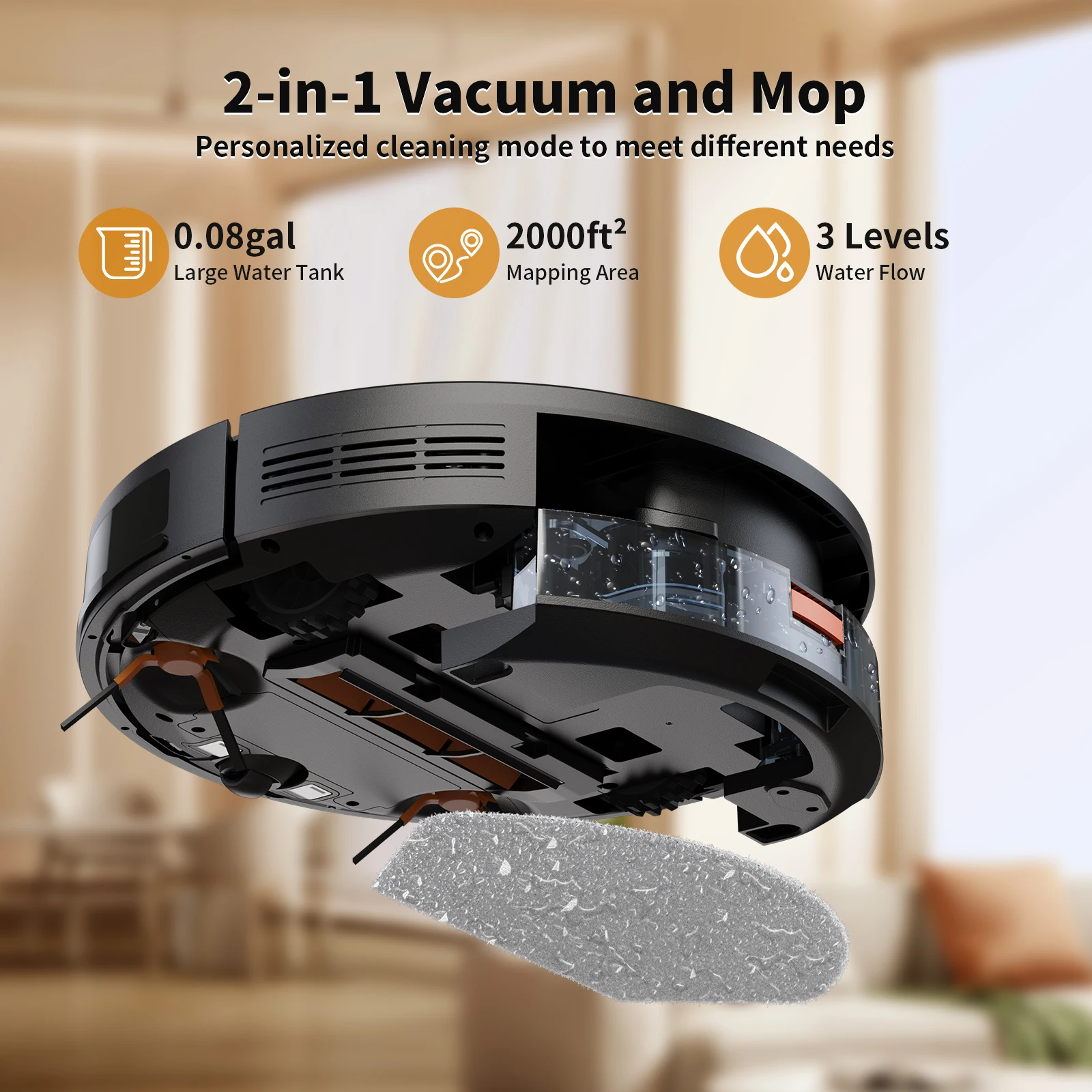 Chuboor Robot Vacuum Cleaner 4800Pa and Mop Robot, LiDAR Navigation, Vacuum Cleaner Robot with App 150 Minutes Running Time