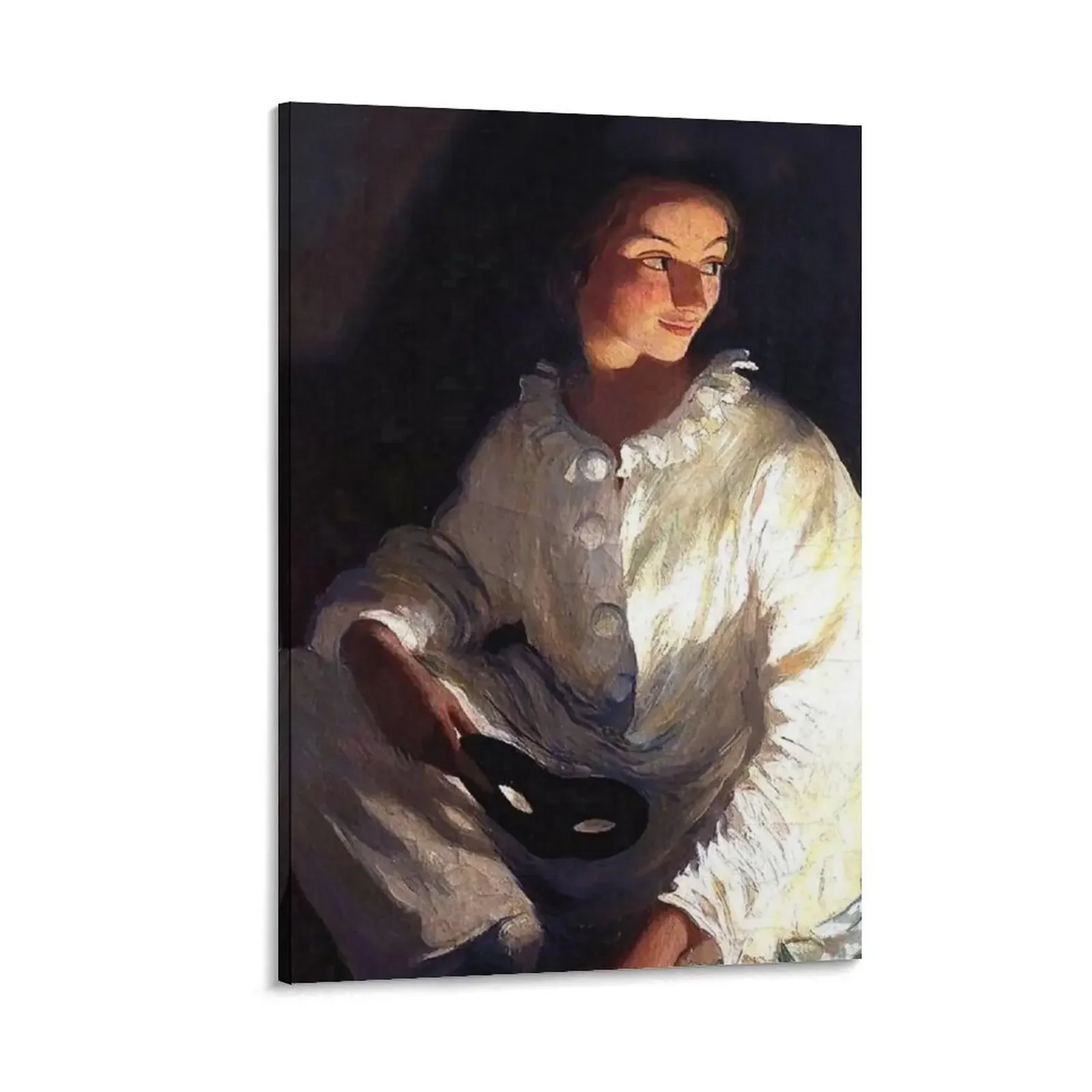 

“Pierrot Self Portrait” by Zinaida Serebriakova Canvas Painting luxury home decor Bedroom deco