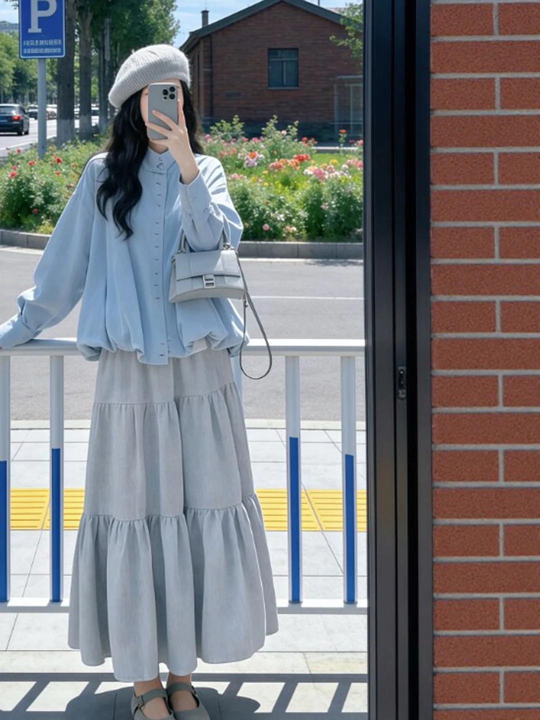 

Chic Spring 2026 Women's Gentle Sle Top And Skirt Set Comfortable Warm Medium Stretch High Waist Loose Fit ort Sve