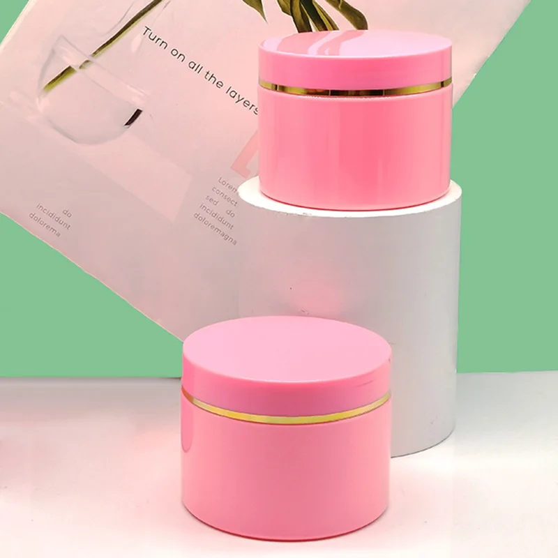 Empty 300ml 500ml Cream Jar Facial Mask Container Pink PET Bottle Makeup Cosmetic Packing Storage Cans Bottles