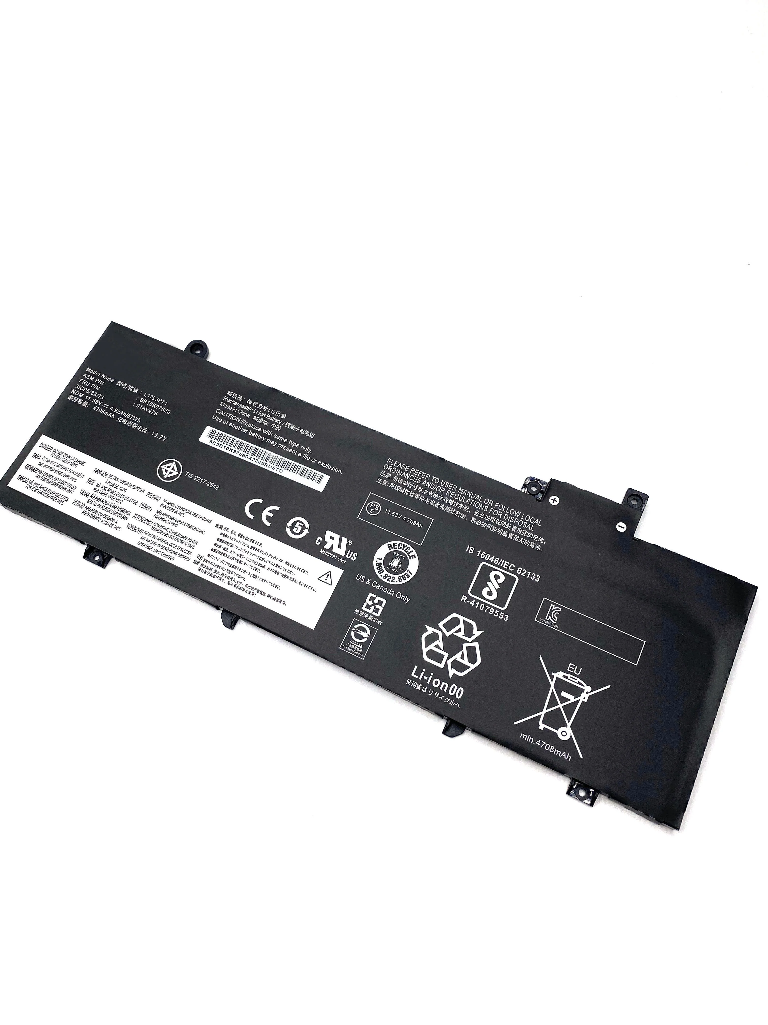 L17M3P71 L17L3P71 01AV478 57Wh Laptop Battery For Lenovo ThinkPad T480S L17S3P71 L17M3P72 01AV479 01AV480 SB10K97620 SB10K97621
