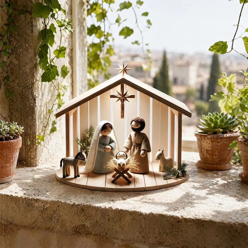 Decorative Resin Ornaments Small Decorative Toys Wooden Puppet Resin Figurines Set Handcrafted Miniature Doll Ornaments for Home
