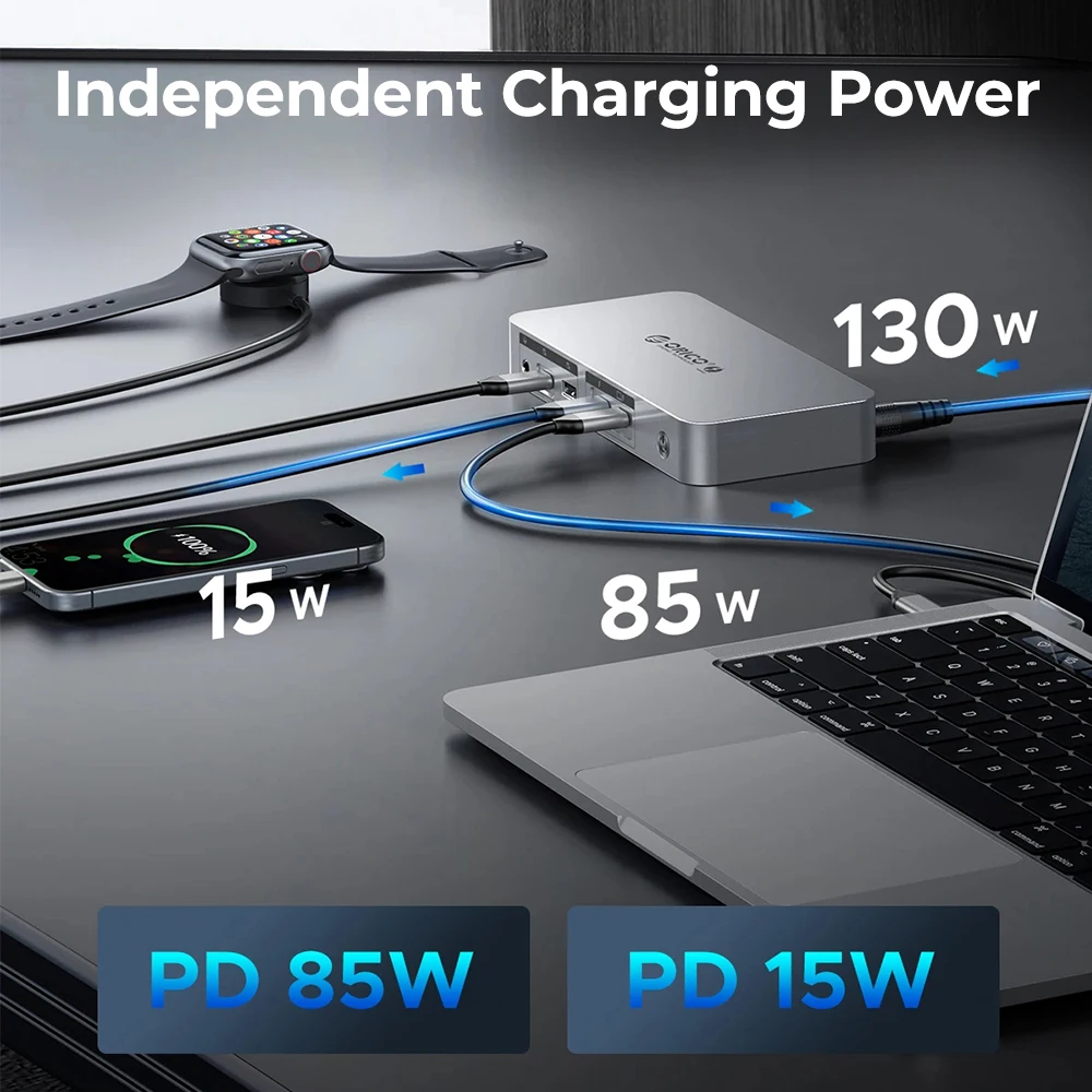 Imagem -03 - Orico-docking Station com Hdmi Usb tipo c Thunderbolt 40gbps Leitor de Cartões Rj45