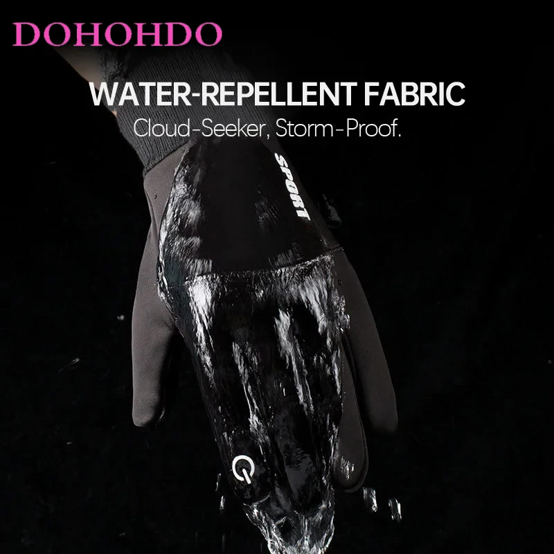 قفازات الشتاء الرجال مقاوم للماء الدافئة الرياضة في الهواء الطلق ركوب يندبروف شاشة تعمل باللمس المضادة للانزلاق المخملية الباردة واقية قفازات سوداء Guantes #4