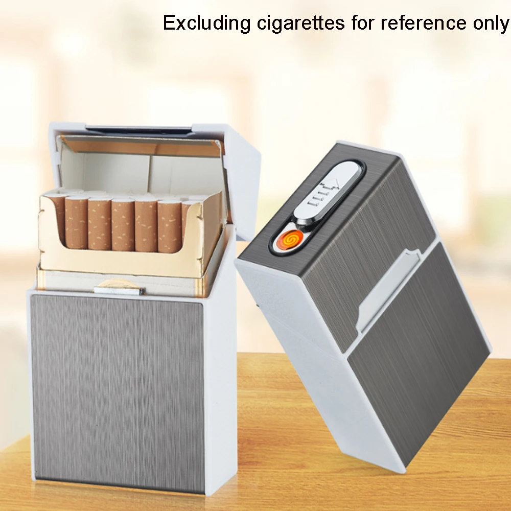 

Creative Standard Cigarette Case Dual-use Type-C Rechargeable USB Lighter Windproof Flameless Cigarette Box Smoker Gadget