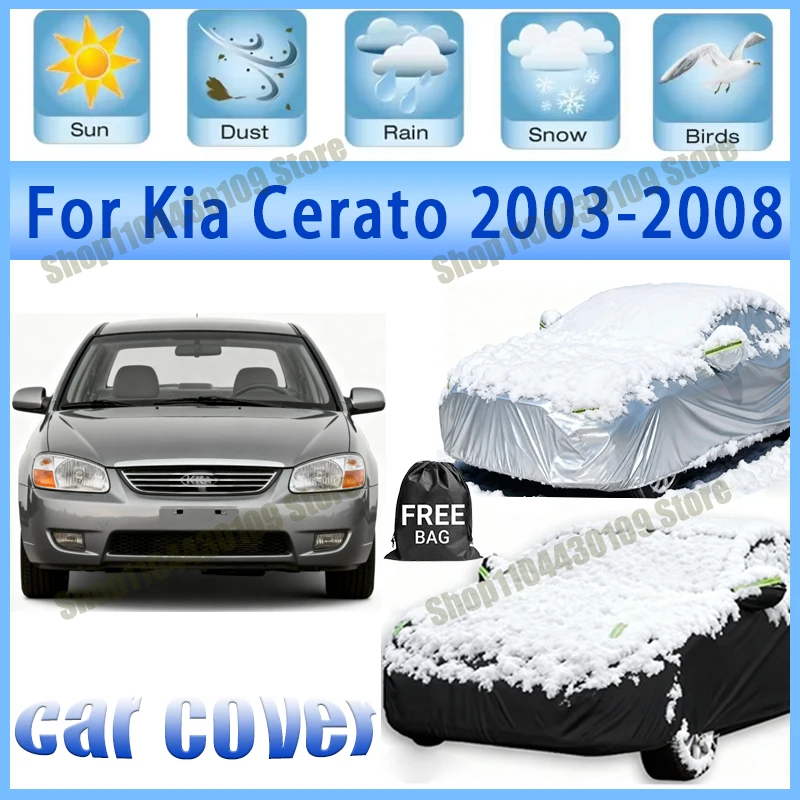 

For Kia Cerato 2003-2008 All-Weather Car Cover Waterproof UV Protection All Weather Dustproof Snow Rain Cover 190T Polyester