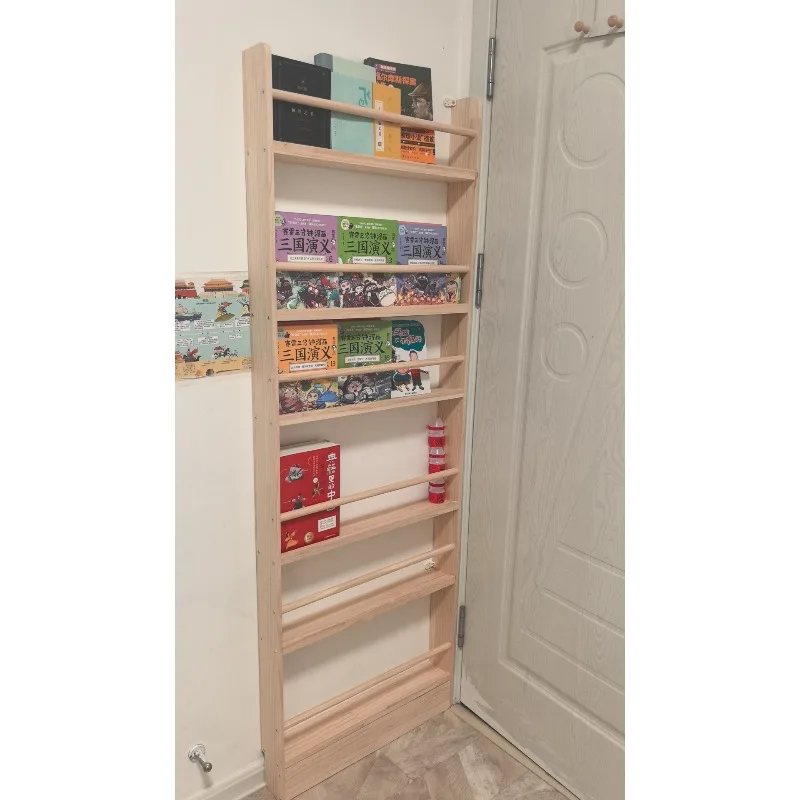 Simple Wooden Bookshelf Kids' Picture Book Storage Shelf Versatile Floor Bookcase Living Room Doorway Multilayer Organizer