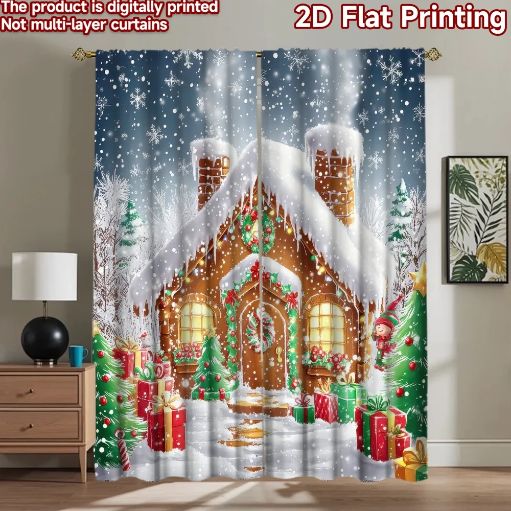 

1pc 2D flat Photography Backdrop Popular Party Party Backdrop Christmas Snowy Gingerbread House 100% Polyester Anniversary for