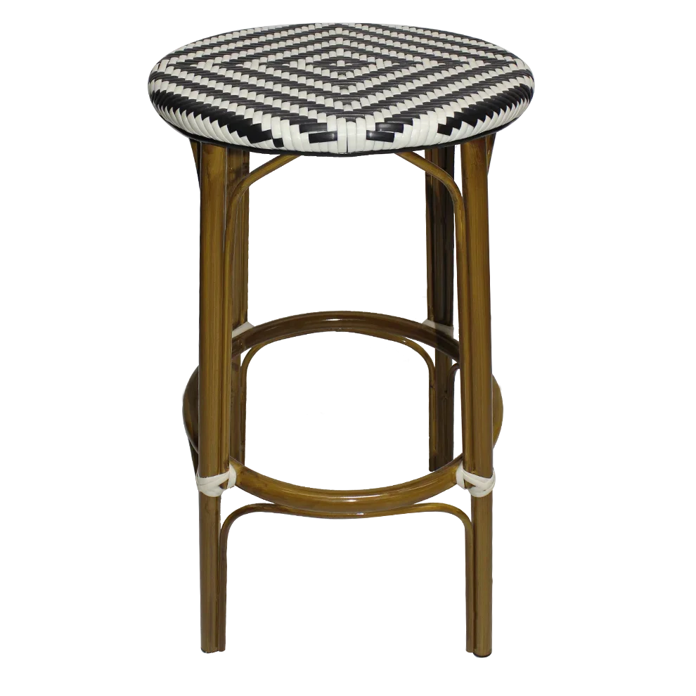 

Restaurant Industrial Vintage Metal Frame Rattan Seat Round Bar Stool