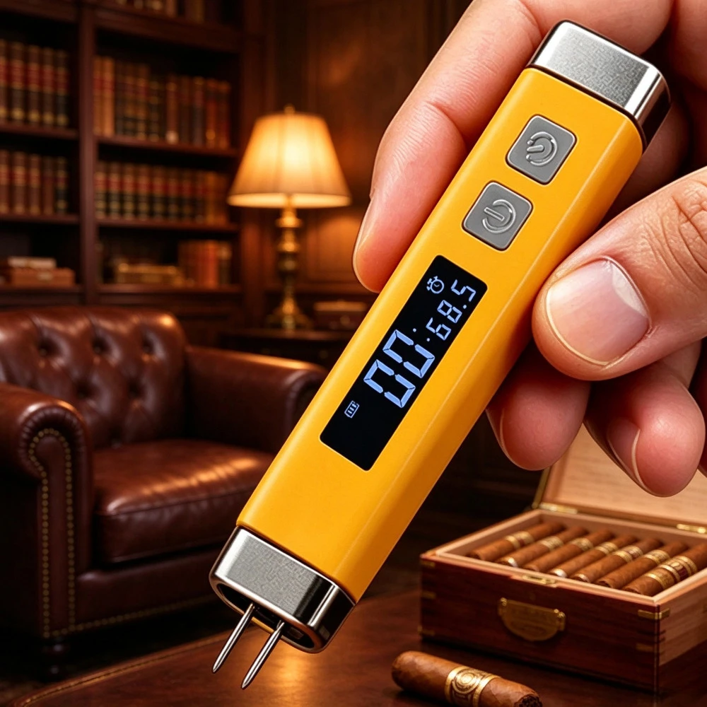 Cigar Humidity Measuring Instrument, Cigar Dual-Mode Temperature and Humidity Meter, Measuring Humidity Probe Tool