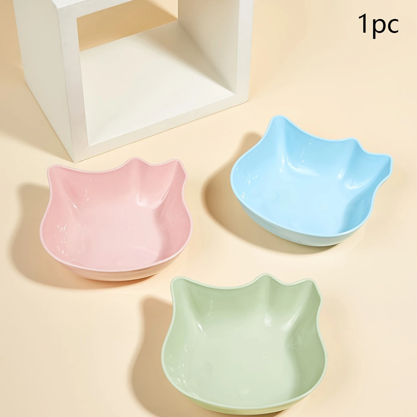 1pc Random Color Cat Feeder Bowl, Plastic Cat Food Bowl Water Bowl Cat Utensils For Feeding Drinking Supply