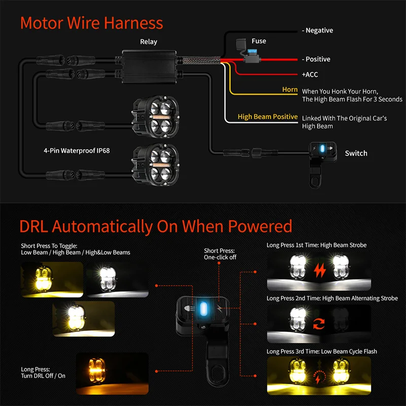 2026 New 3.5inch Motorbike Fog Lights With High Low Beam Amber DRL Auxilary Motorcycle External Spotlight For BMW F850 GS F900 view 4