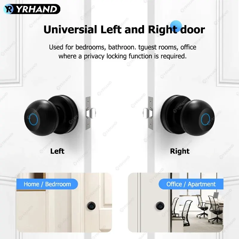 YRHAND O2 Fechadura Eletronico Cyfrowe pokrętło Odcisk palca Tuya Bluetooth Łatwa instalacja Cylinder Inteligentny zamek do drzwi dla domu