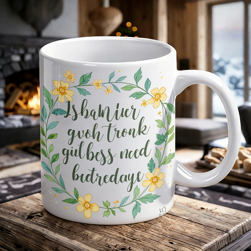 

Watercolor Floral Birthday Theme Ceramic Mug, Coffee Cup, Milk Cup, Office Tea Cup, Drinking Cup, Fade-Resistant,Gift for Friend