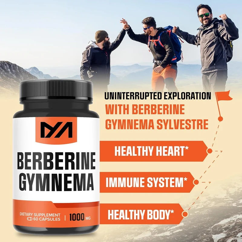 1000mg Berberine supplement containing organic Gymnema Sylvestre leaves - supports immune system and gastrointestinal function