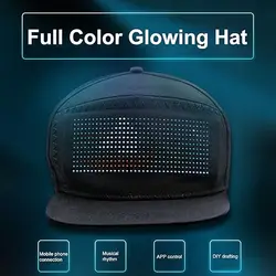 LED Lighting Hat Bluetooth RGB Programmable Hip Hop Cap Hat Halloween APP Control Editing Hat for Festival Party Club Christmas