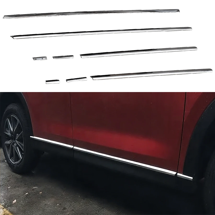 

For Mazda CX-5 CX5 2017-2021 Stainless Steel Side Door Body Molding Trim Strip Protector Exterior Cover Sticker Car Accessories