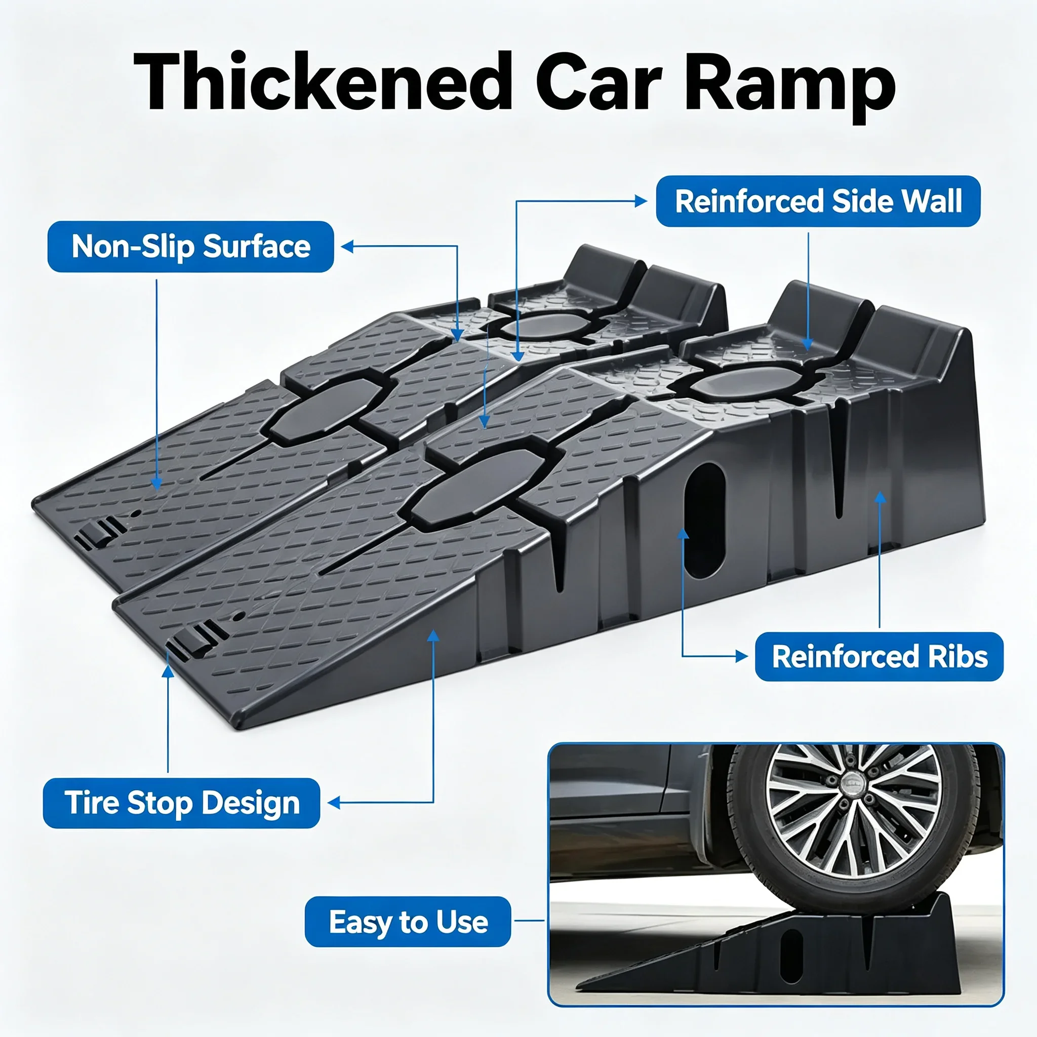 Heavy Duty Car Ramps, Antiskid Auto Maintenance Ramp, Oil Changing Slope Bracket, Car Repair Jack Lift Service Tools WORLDKPI