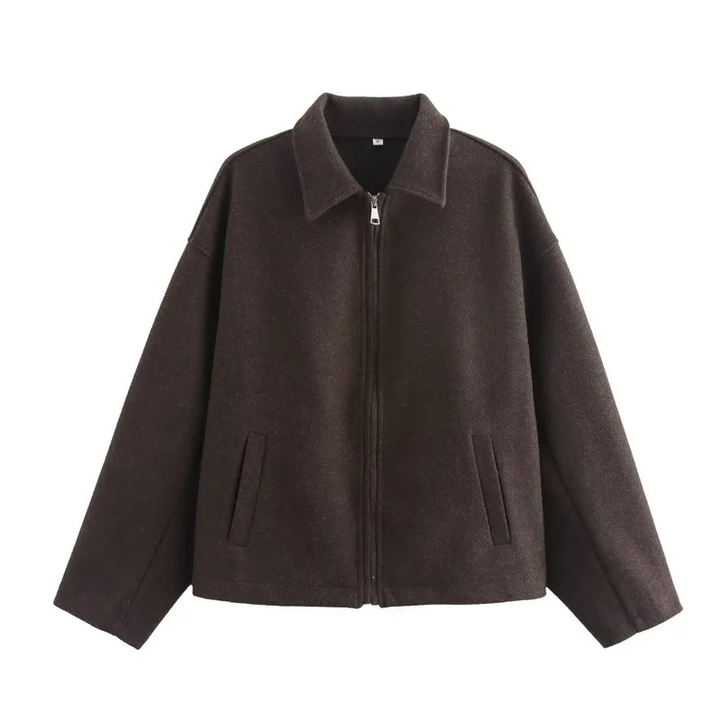 Blouse Wool Coat Autumn/Winter Women's Solid Colour Zip Fastening New Comfortable Minimalist Casual Niche Fashionable Versatile
