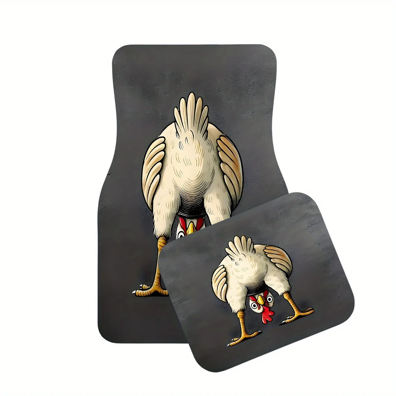 4pcs Cute Chicks Design Car Floor Mats - Non-Slip Backing, Easy Clean Cute Chicks (4 Chicks Pattern) Fit For Driver/Passenger/Re