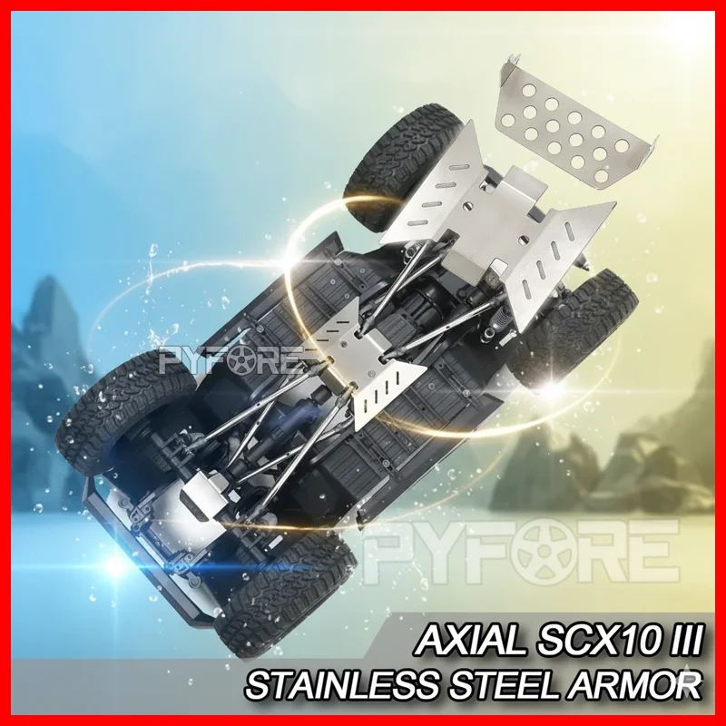Plaque de protection blindée de châssis en acier inoxydable, protecteur de fond en métal pour AXIAL SCX10 lll AX103007 RC, pièces de mise à niveau de voiture sur chenilles