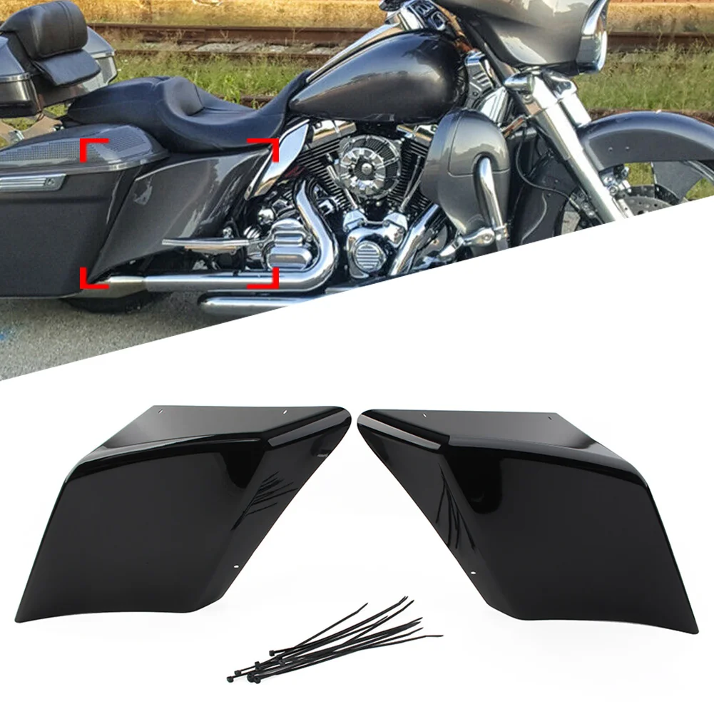 

Vivid Black Motorbike Stretched Extended Side Cover For Harley Road Electra Glide 1989-2013 ABS Plastic