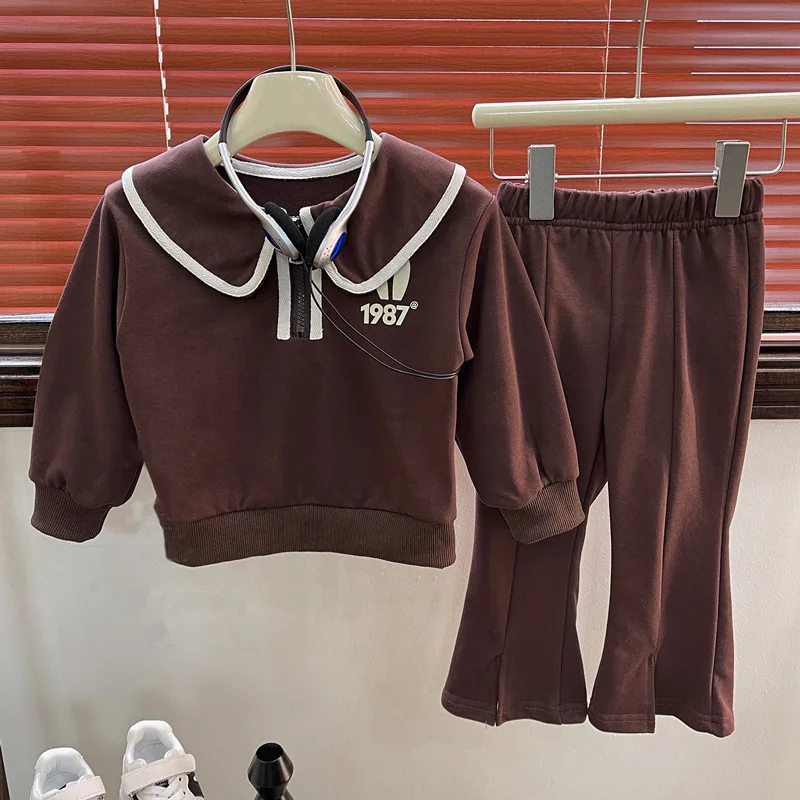 

2025 Spring Girls 2-Piece Outfit Fashion Sweatshirt + Pants Sets Casual Toddler Clothes Cotton Children Kids Wear Age 2-8 Years