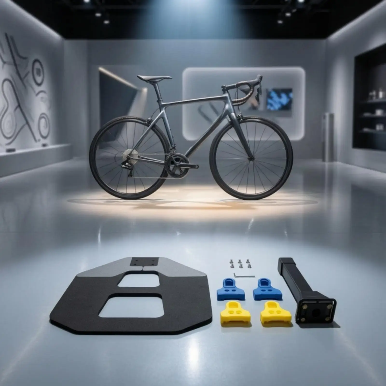 Compact Bicycle Display Stand Flat Wide Base Non Slip Sturdy Construction for Living Room Road Bike Storage